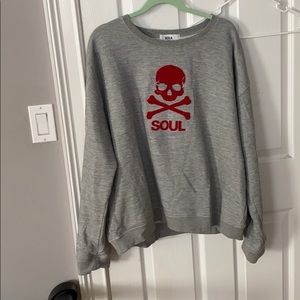 Soul by SoulCycle grey crew neck w/ velvet logo